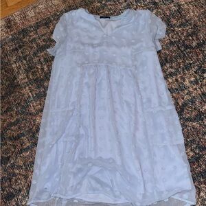 Light Blue babydoll Textured dress with polka dots